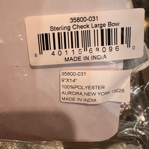 Mackenzie-Childs 🌟 Sterling Check Large Plush Bow 🎊 - Picture 5 of 11